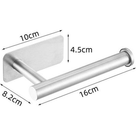 Porte-papier toilette mural 2 pièces, porte-serviettes en papier sans poinçonnage, base carrée adhésive [argent + noir 16cm] (1/3)