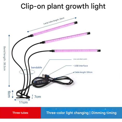 Filiyano – Lampe horticole tricolore avec tube LED flexible, lot de 3 tubes, idéale pour la croissance des plantes. (1/5)