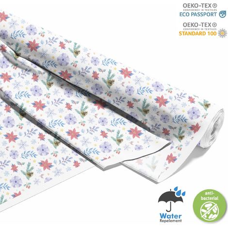 TISSUS DÉCORATIFS D'EXTÉRIEUR OXFORD - Motif Fleurs d'hiver Pommes de pin I DX743 (1/5)