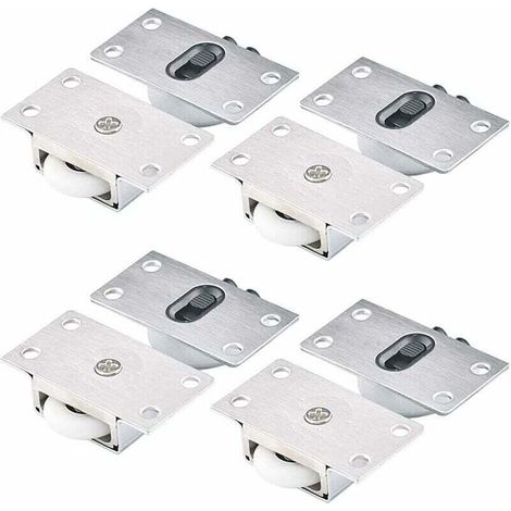 4 Paires Roues à Rouleaux pour Armoire Roues à Rouleaux pour Porte Coulissante Roulettes Placard Coulissant Galet de Armoire Porte Galet de Roulement de Porte pour Placard Fenêtre,