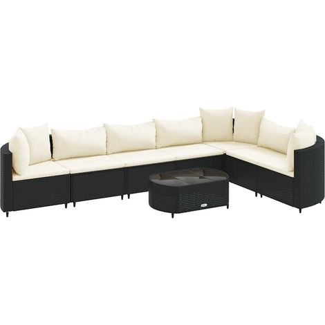 Set Divani da Giardino con Cuscini 8 pz Nero in Polyrattan vidaXL (1/5)