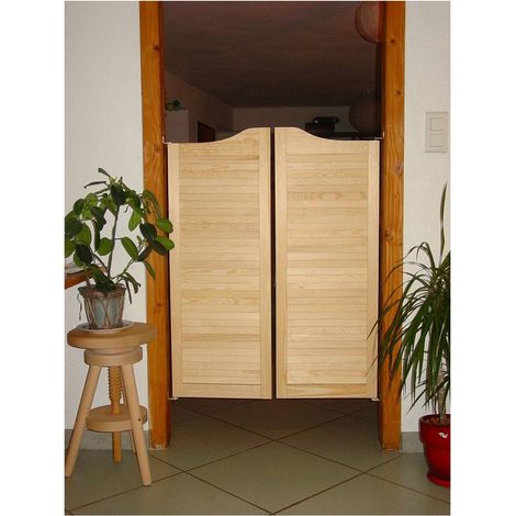 Portes western 2 vantaux en pin naturel – Dimensions 68/78 cm – Hauteur 99/104 cm – Épaisseur 21 mm – Passage 73/83 cm – Outils Et Nature