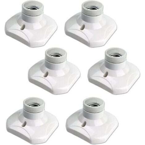 Douille Plafond E27 à Visser, Douille E27 Garage, AC 220-240V, Support Douille pour Ampoule LED, Base Plafonnier Culot E27, Base de Lampe Plastique Blanche pour Lampe au Mur, lot de 6