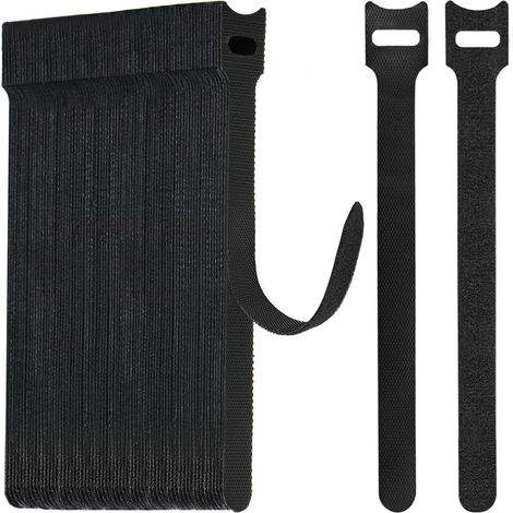 70pcs Reusable Cable Ties 15cm Long, Black Adjustable Hook and Loop Wire Tidy Straps for Cord Management, Organiser (1/5)