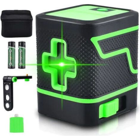 Niveau laser, ligne transversale à faisceau vert vif avec auto-nivellement, outil de ligne de niveau laser avec ligne verticale et horizontale, base pivotante magnétique à 360°, poche (1/4)