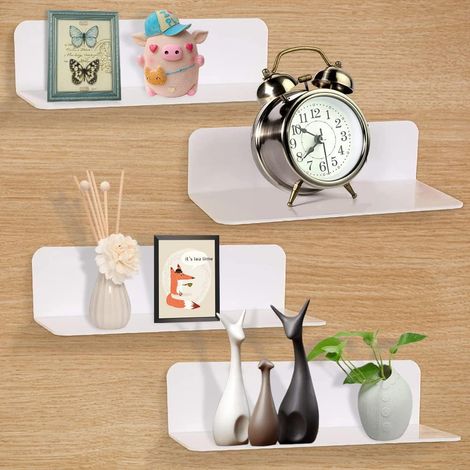 4 Pièces Étagères Murale sans Percer en Acrylique pour Chambre Étagère Decoration Étagère Flottante pour Salon, Salle Bains, Cuisine, Bureau (1/5)