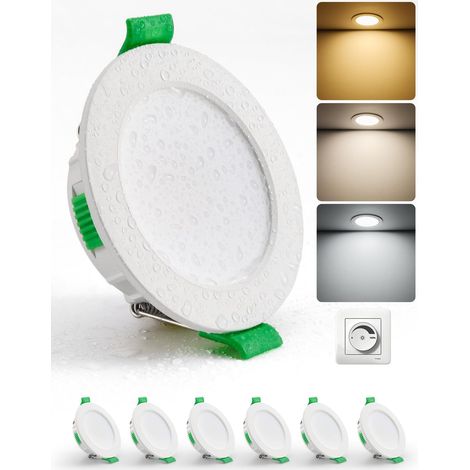 Spot LED Encastrable 55mm - 68mm Trou, 4W Extra Plat Spots de Plafond Salle de Bain, Blanc Chaud 2700K Neutre 4000K Froid 6000K Reglable, IP44 Etanche, Lot de 10