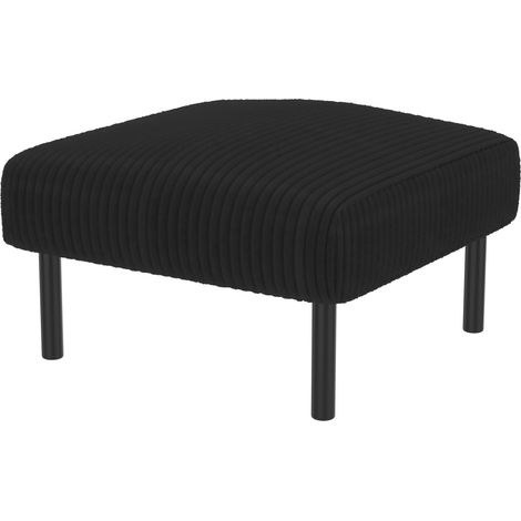 Puf tapizado de corduroy negro con estructura metálica 56 x 51 x 39 cm (1/5)