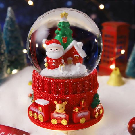 Boule de cristal de Noël, boîte à musique créative, décoration pour enfants et étudiants, artisanat en résine, 2041 grande taille pour les seniors, 100 neige + lumière + musique (1/5)