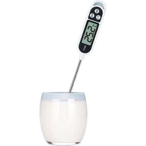 CSPARTV Küchenthermometer mit LCD-Bildschirm, Digitalthermometer mit langer Sonde, hohe Präzision, Sofortanzeige, Kochthermometer für Grill, Öl, Fleisch, Lebensmittel, Milch, Wein, heißes Wasser (1/5)