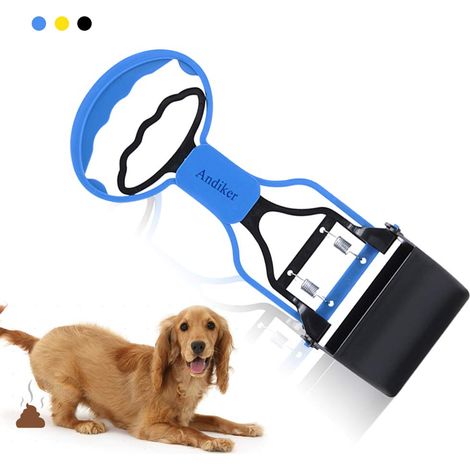 Pelle à déjections canines pour animaux de compagnie, pelle à déjections canines, pince à déjections canines, ressort élastique (bleu) (1/5)