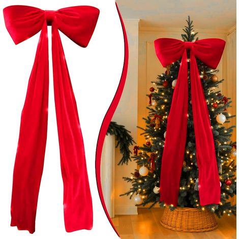 Bow - Red Velvet - Christmas Tree Topper - Indoor Decoration - 180 Cm - 1 Piece (1/5)
