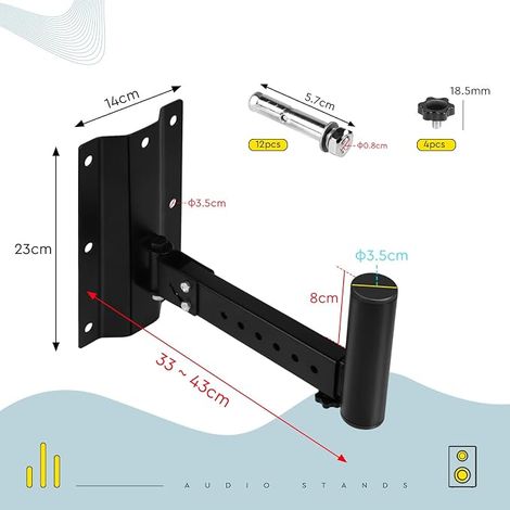 Haut-Parleur Support Mural Enceintes Support Mural pivotant 180° Support de Haut-Parleur inclinable 60° Speaker Wall Mount Haut-parleurs (1/4)