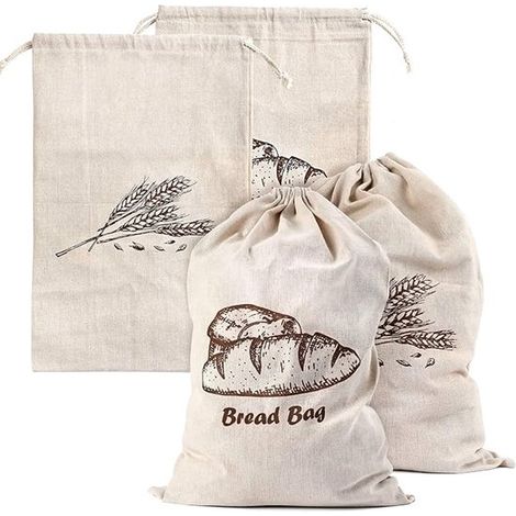 Bolsas reutilizables para pan, 4 unidades, Envases sostenibles para pan, Bolsas para pan, Fiambrera reutilizable y ecológica, Beige (1/5)