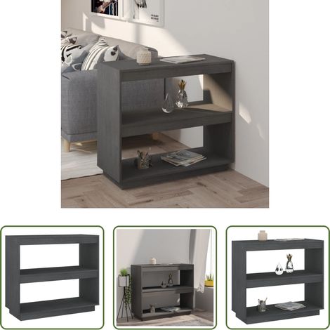vidaXL Bibliothèque décorative -  Bibliothèque Gris 80x35x71 cm Bois de pin massif (1/5)