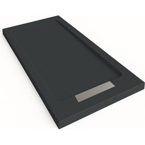 Duschwanne Steen mit Rahmen Farbe Schwarz RAL 9005 90x90cm Abdeckung Edelstahl