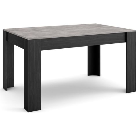 Skraut Home - Tavolo da Pranzo, Cucina, Sala da pranzo, 140x90x76 cm, Per 6 persone, Tavolo Cucina, Stile moderno, Grigio Cemento e Nero (1/5)