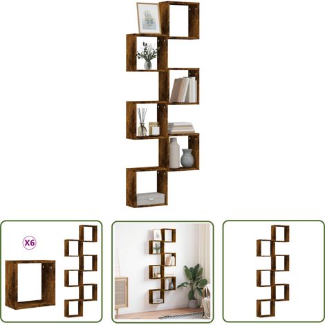 vidaXL Étagères murales sous forme de cube 6 pcs chêne fumé 30x15x30cm (1/5)