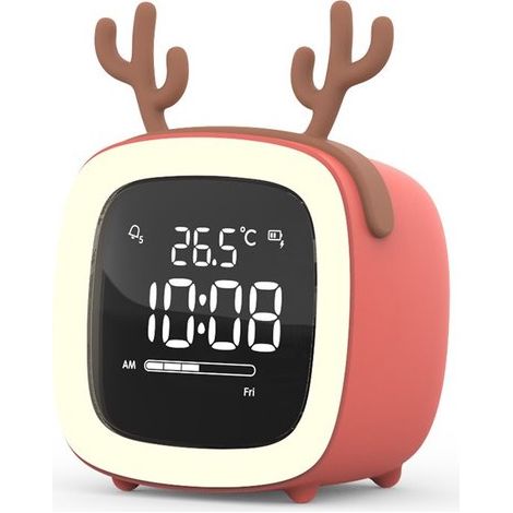 Sveglia con cartoni animati - LED - Ricaricabile tramite USB - Bianca (1/5)