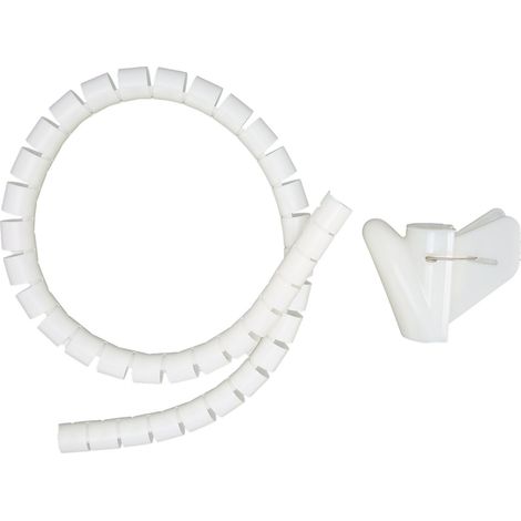 Gaine organiseuse de câbles ouverte type enrouleur avec clip, blanc, diamètre 22 mm, 10 mètres