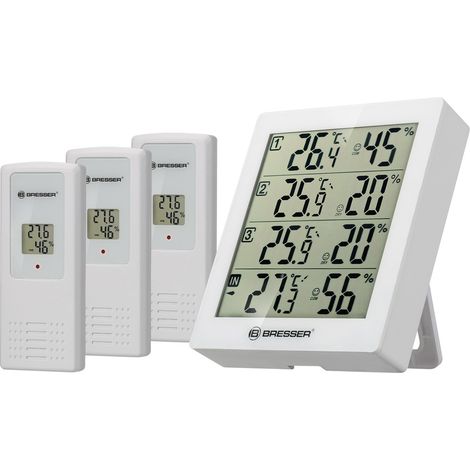 Bresser Thermo-Hygrometer Temeo Hygro Quadro für 4 Messstellen, weiß (1/5)