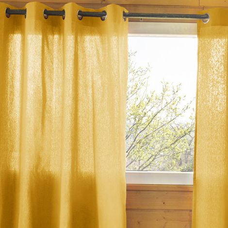 SOPHIE - Rideau 140x260cm Coton Coloris Safran oeillets Inox (1/2)