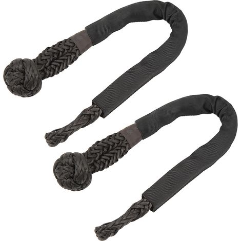 Lot de 2 manilles souples de remorquage, force de rupture de 38 000 lb, résistance à la déchirure, portables, pour camions, grands SUV et véhicules tout-terrain, noires (1/5)