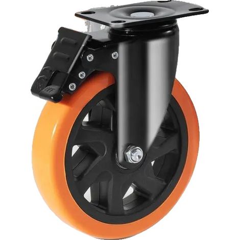 Ruote piroettanti, diametro ruota 60 mm, capacità di carico 318 kg, materiale PVC, set da 4, meccanismo di bloccaggio (1/5)