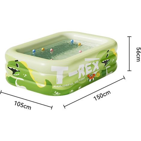 Piscine Gonflable Enfants et Adultes 150cm – Grande Piscine Extérieure Pliable 3 Couches Motif Dinosaure pour Jardin, Bassin de Jeu Bébé et Famille