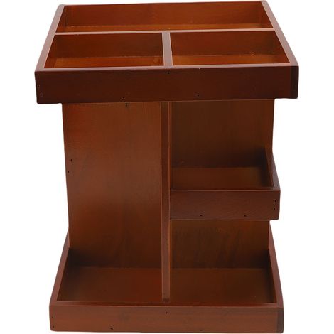 Étagère Parfum 360° Rotative Grande Capacité Bois – Organisateur Cologne Montres Bijoux Clés Voiture Couleur Antiquaire (1/4)