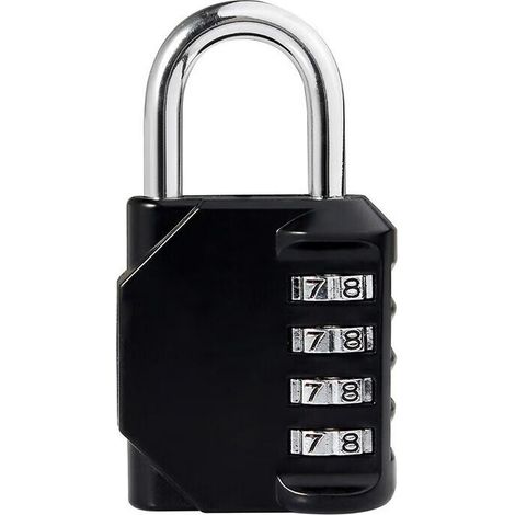 Cadenas à combinaison 4 chiffres - Cadenas à combinaison - pour école - casier de sport - armoire à outils - salle de sport, etc. - Noir (1/2)