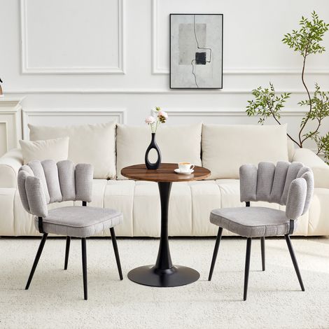 DESMIU Table de salle à manger ronde avec 2 chaises, dossier fleur, pieds métal, pour cuisine et salle à manger (1/5)