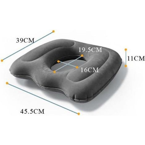 Coussin d'assise - Coussin gonflable - Coussin pour hémorrodes - Idéal pour le coccyx - Moelleux - Ergonomique - 45 x 39 cm - (1/5)