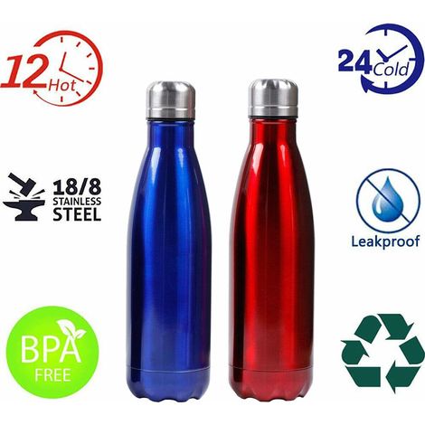 PORTATILE BORRACCIA BOTTIGLIA D'ACQUA ACCIAIO INOX TERMICA CALDO FREDDO 500 ML (1/5)