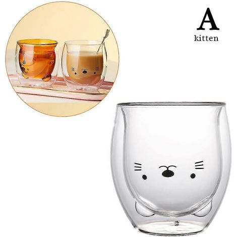 Tasses à café/thé créatives et mignonnes à double compartiment, motif ours, en brique, avec motif animal, tasse à café au lait, cadeau de Noël mignon pour femme, verres à double fond