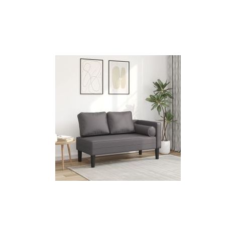 Chaise longue avec coussins gris similicuir (1/5)