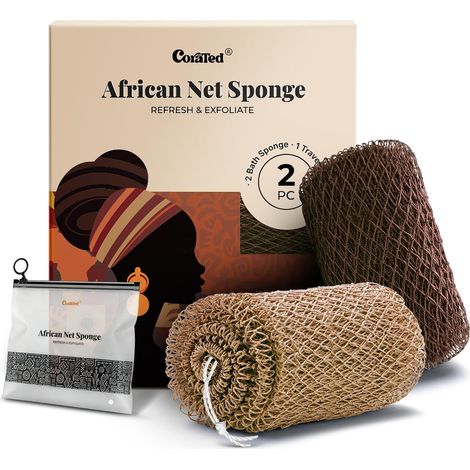 2 Pieces African Bath Net, Bath Sponge for Body Exfoliation, Back Exfoliating Glove - Beauty Cleaning Products for Shower/Spa (Linen (1/5)