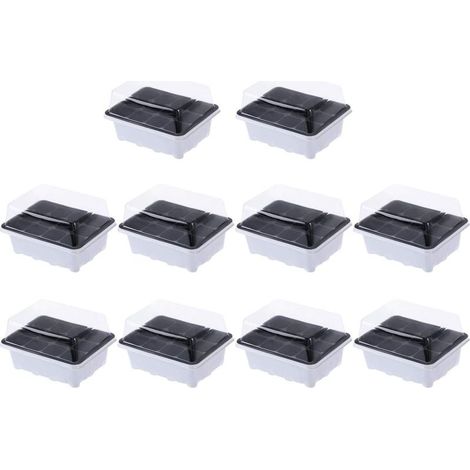 Paquet de 10 Plateaux de Semences Plateau de Germination Plateaux de démarrage Diffuseurs de serres Plant Grooming Set de serre intérieure pour la culture des plantes(12 cavités) (1/5)