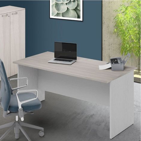 Scrivania per ufficio 180x80x74H olmo e bianco frassinato Ibisco – Made in Italy (1/2)