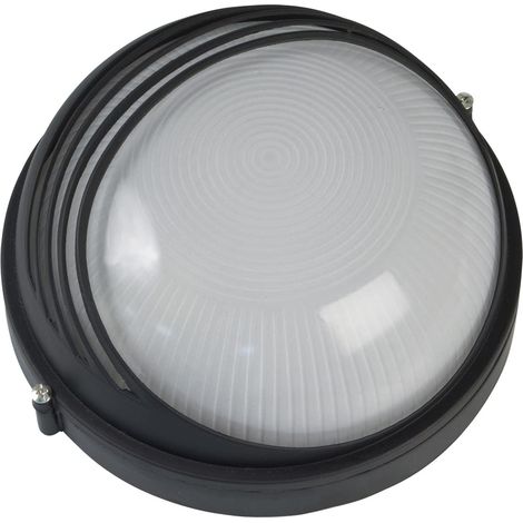 Plafonnier d'Extérieur Étanche Mod.2 Ø 240 x 125 mm Applique Murale Décorative Convient pour les Entrées, Façades, Jardins ou Balcons de Maisons Lampe Ronde en Aluminium Noir (1/2)