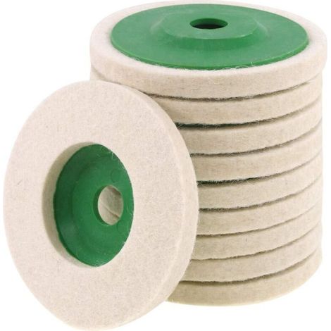 Lot de 10 disques ronds en feutre de laine de 100 mm pour métal, aluminium, acier inoxydable chromé (1/5)