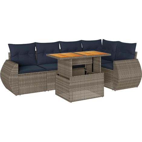 Maison Exclusive - Set Divano da Giardino 6 pz con Cuscini Grigio in Polyrattan