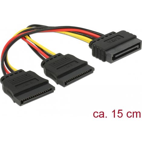 Kabel Power SATA 15 Pin Stecker  2 x SATA 15 Pin Buchse 15 cm Delock