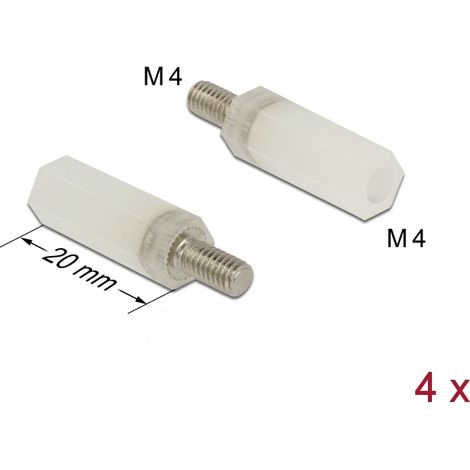 Delock Separador M4 x M4, hexagonal, interior / exterior, 20 mm natural 4 piezas