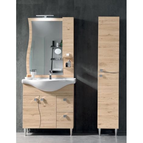 Mobile bagno 85 cm - Quercia Naturale - Melaminico - Onda (1/4)