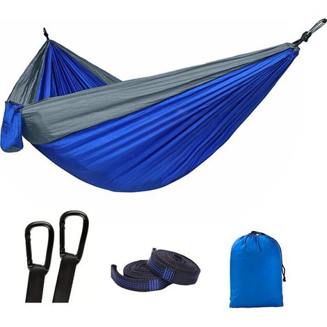 Filiyano-Hamac de camping double, 270 x 140 cm, charge maximale 200 kg, en nylon parachute respirant, hamac de voyage ultraléger. Bleu royal 2 (1/5)