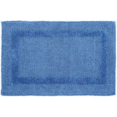 HOMESCAPES Tapis de bain en coton, 50 x 80 cm – Bleu cobalt