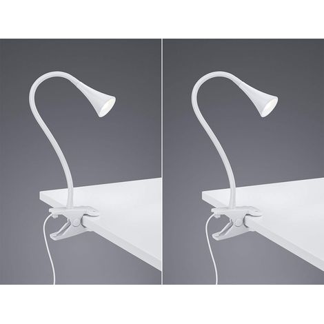 LED Klemmleuchten 2er SET 1 flammig Kunststoff Schwanenhalslampe in Weiß (1/5)