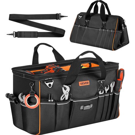 VEVOR Borsa Portautensili 510 mm, 33 Tasche, Organizer Portatile per Attrezzi con Ampia Apertura a Cerniera, Tracolla Regolabile, con Base Rigida e Resistente all’Acqua, per Fai da Te e Cantiere (1/5)