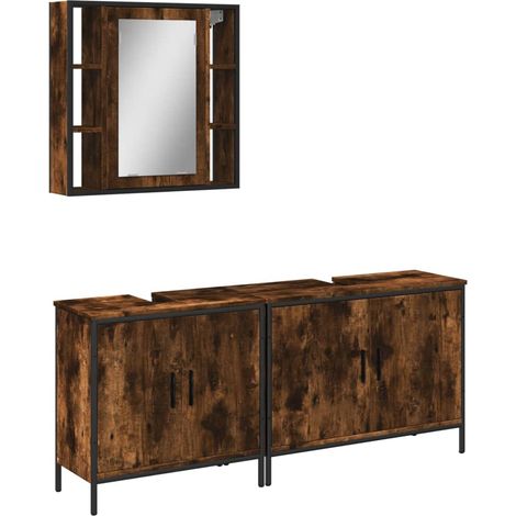 Ensemble d'armoires de salle de bain 3 pcs - Colonne Miroir Meuble sous-vasque chêne fumé fr1504 - Maison La Vie